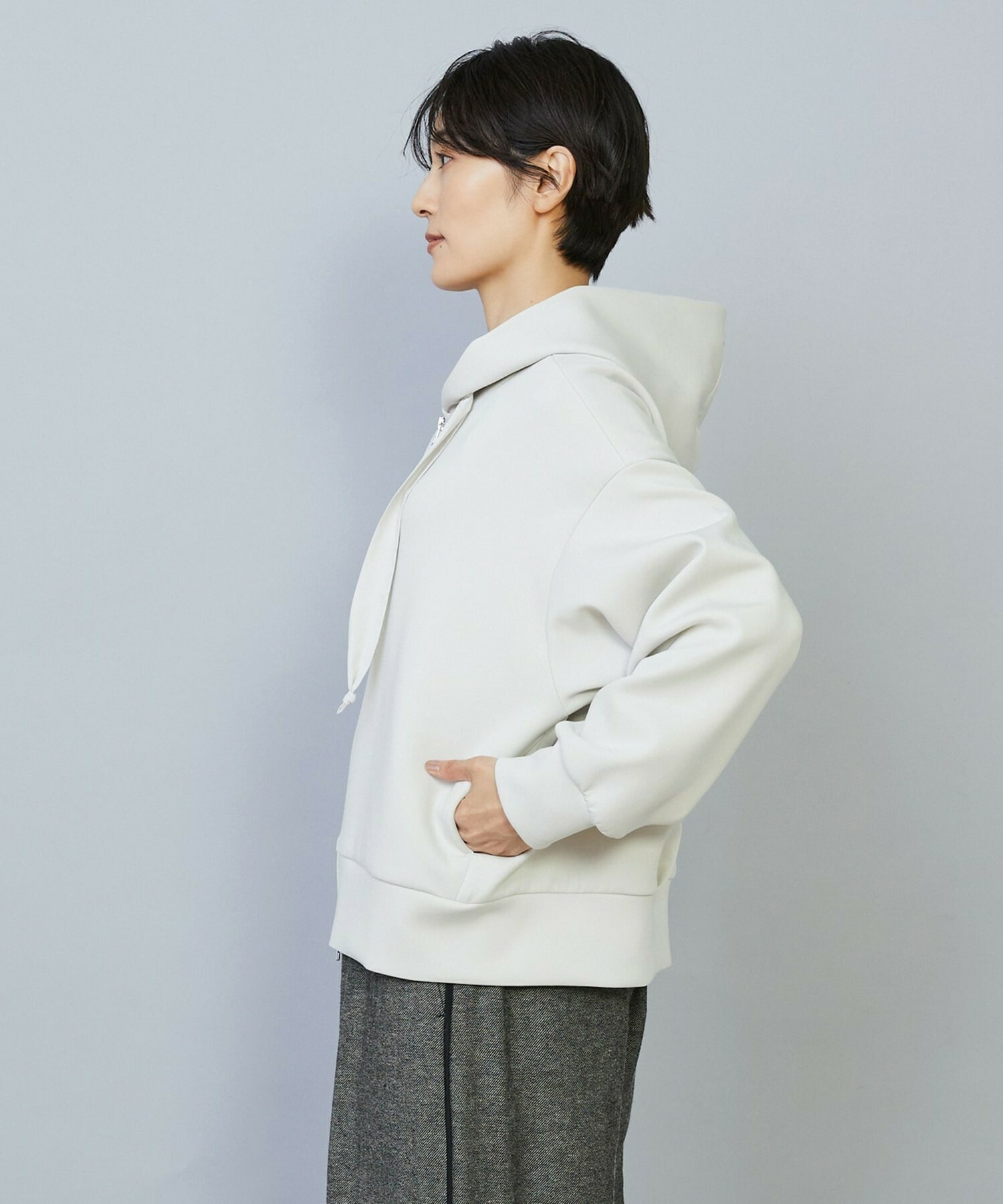 【MOGA】スムースダンボールフードジップパーカー 詳細画像 ライトグレー 21