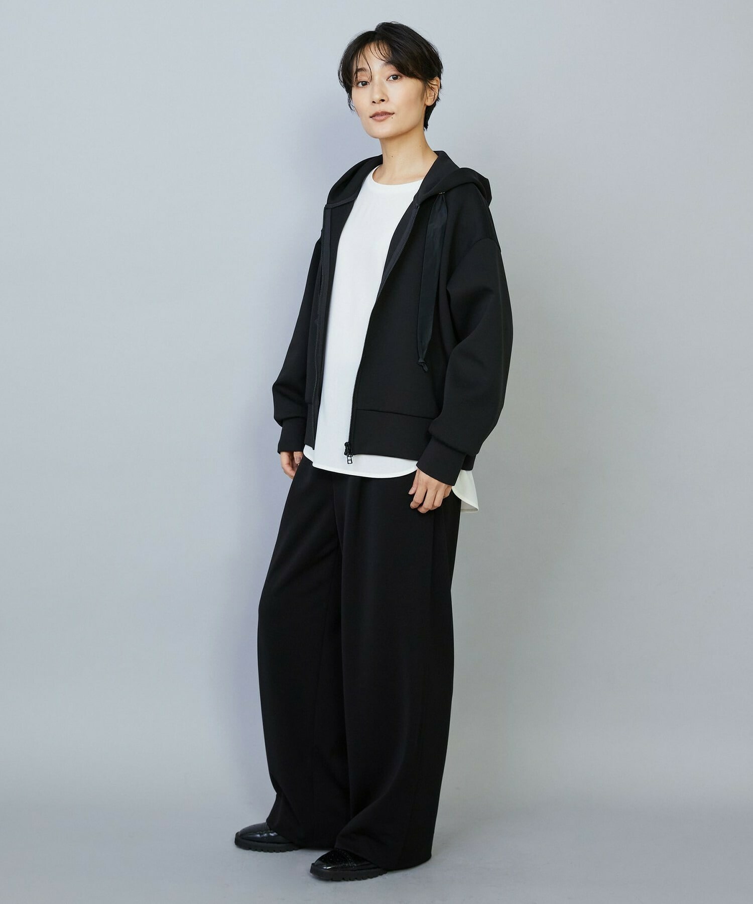 【MOGA】スムースダンボールフードジップパーカー 詳細画像 ライトグレー 3