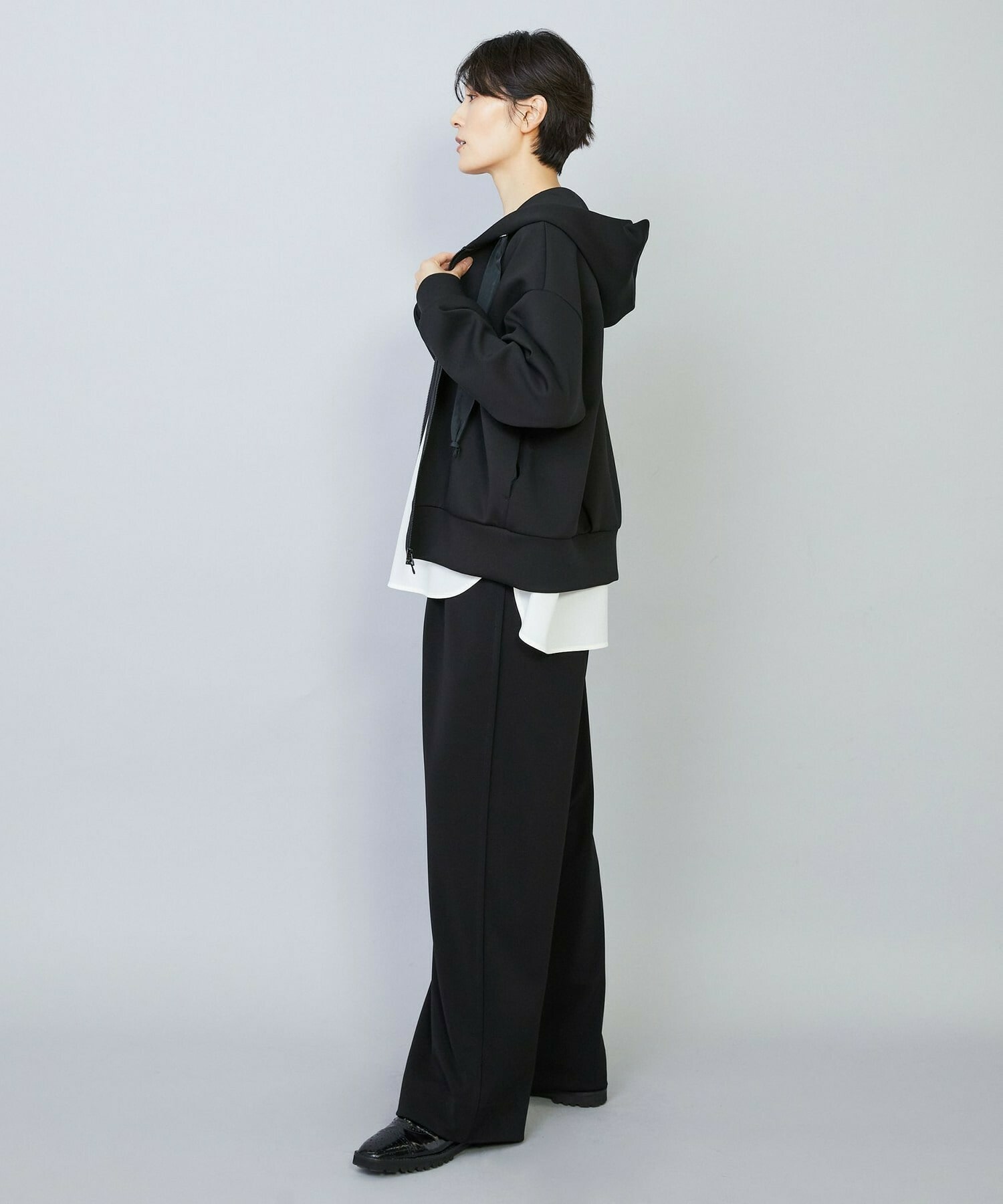 【MOGA】スムースダンボールフードジップパーカー 詳細画像 ライトグレー 5