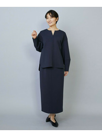 【MOGA】トリアセダブルニットIラインスカート 詳細画像 ネイビー 4