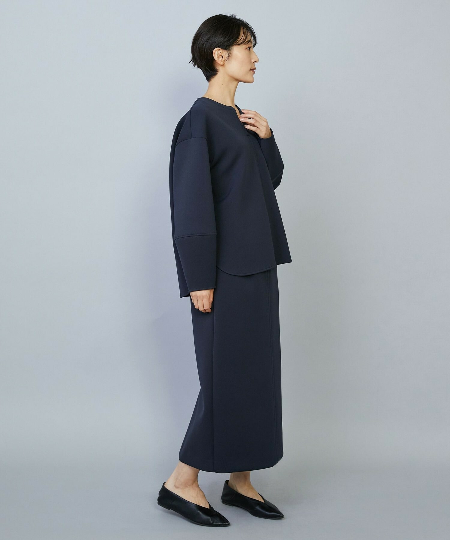 【MOGA】トリアセダブルニットIラインスカート 詳細画像 ネイビー 10