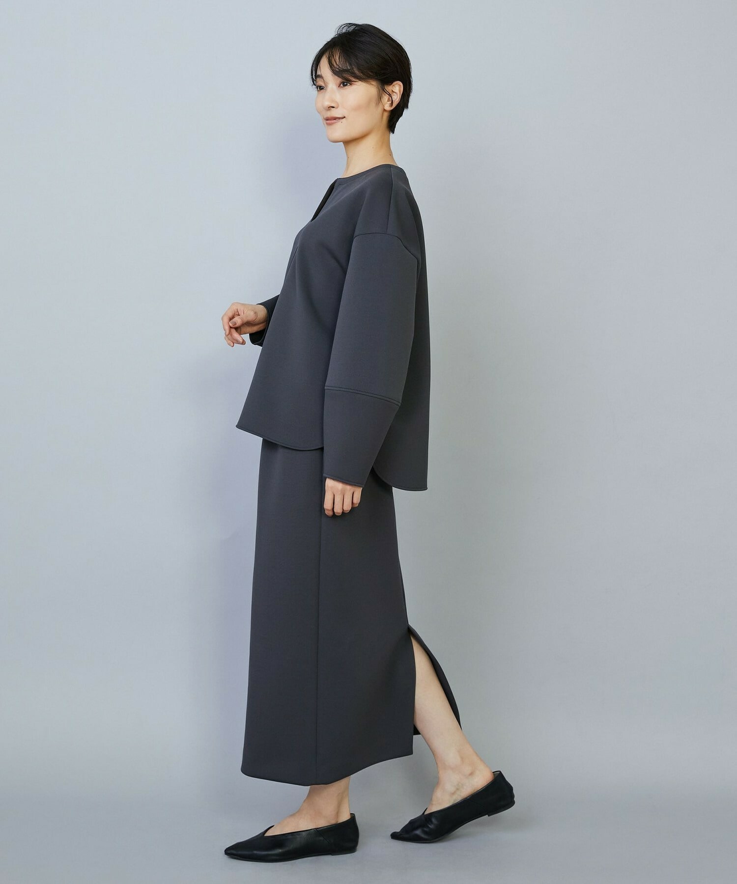 【MOGA】トリアセダブルニットIラインスカート 詳細画像 ネイビー 13