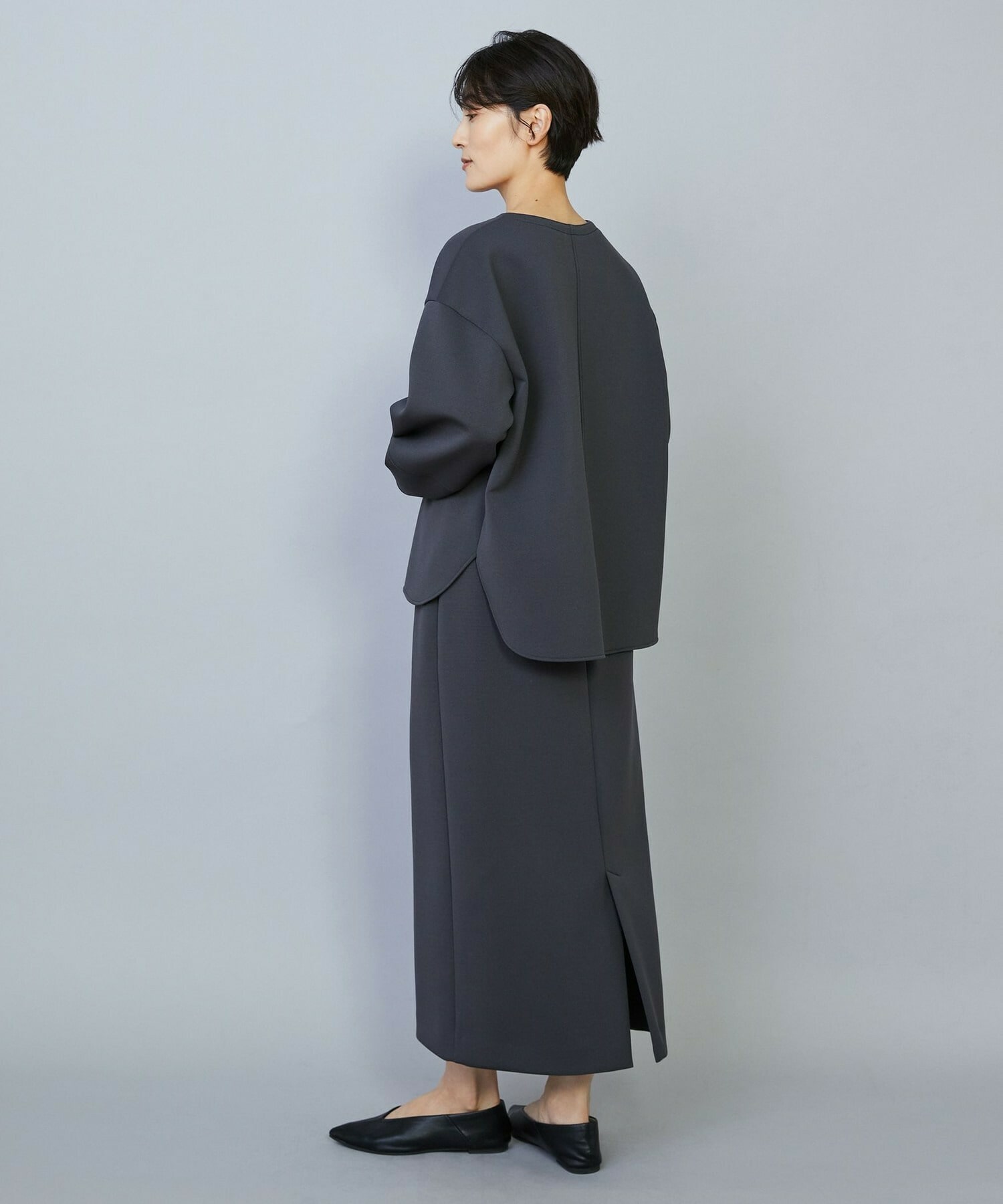 【MOGA】トリアセダブルニットIラインスカート 詳細画像 ネイビー 14