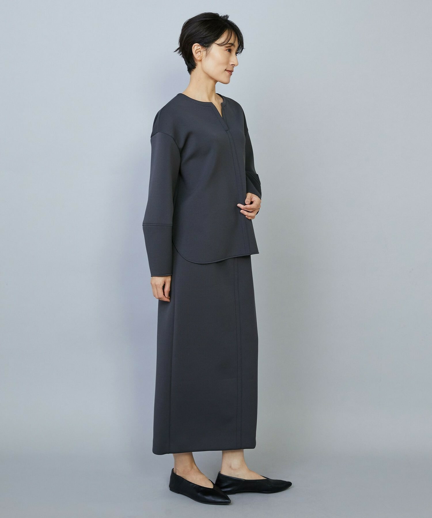 【MOGA】トリアセダブルニットIラインスカート 詳細画像 ネイビー 17