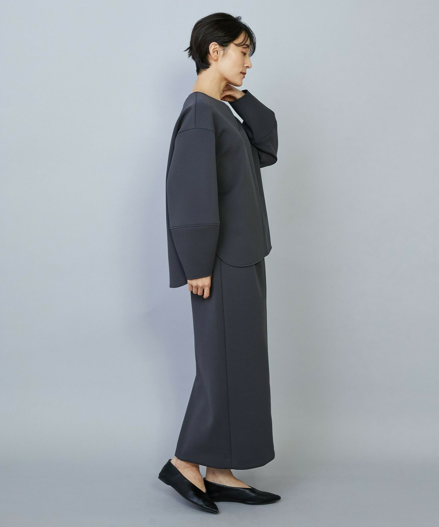 【MOGA】トリアセダブルニットIラインスカート 詳細画像 ネイビー 18