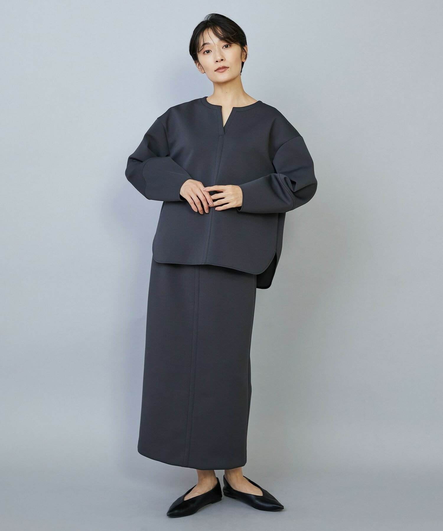 【MOGA】トリアセダブルニットIラインスカート 詳細画像 ネイビー 19