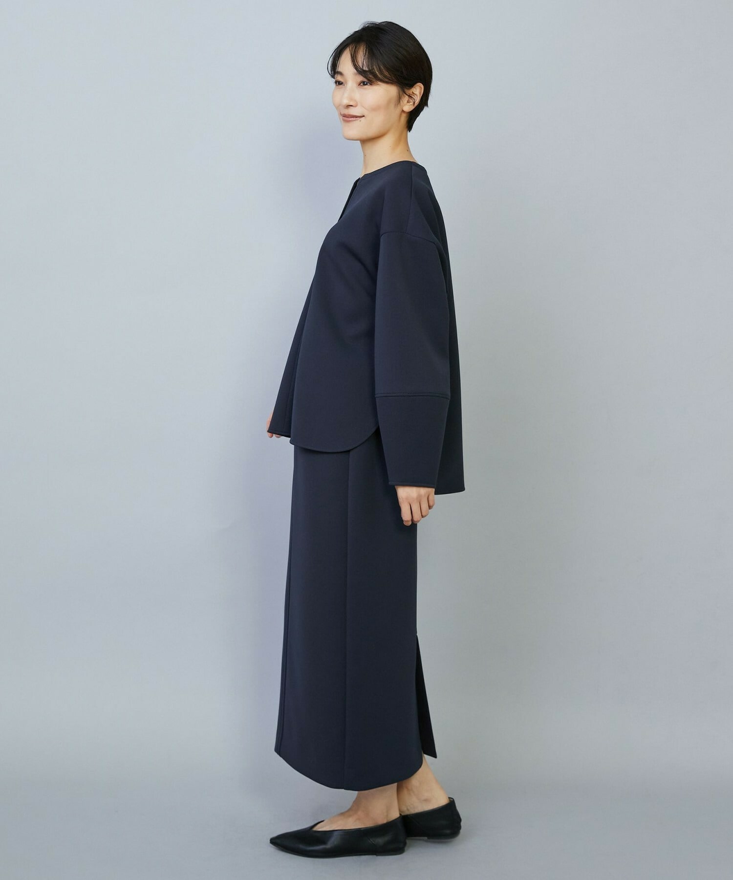 【MOGA】トリアセダブルニットIラインスカート 詳細画像 ネイビー 6