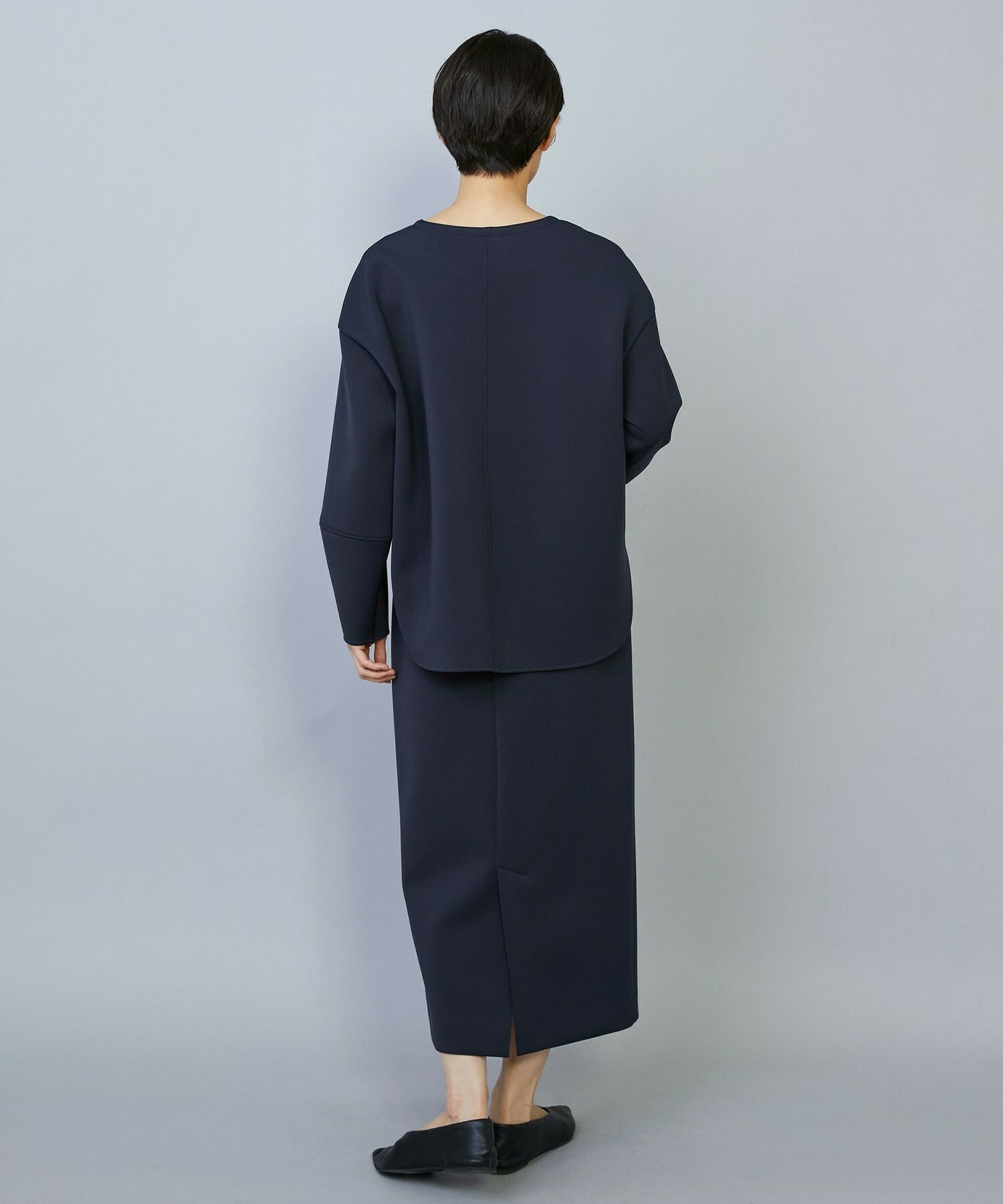 【MOGA】トリアセダブルニットIラインスカート 詳細画像 ネイビー 7