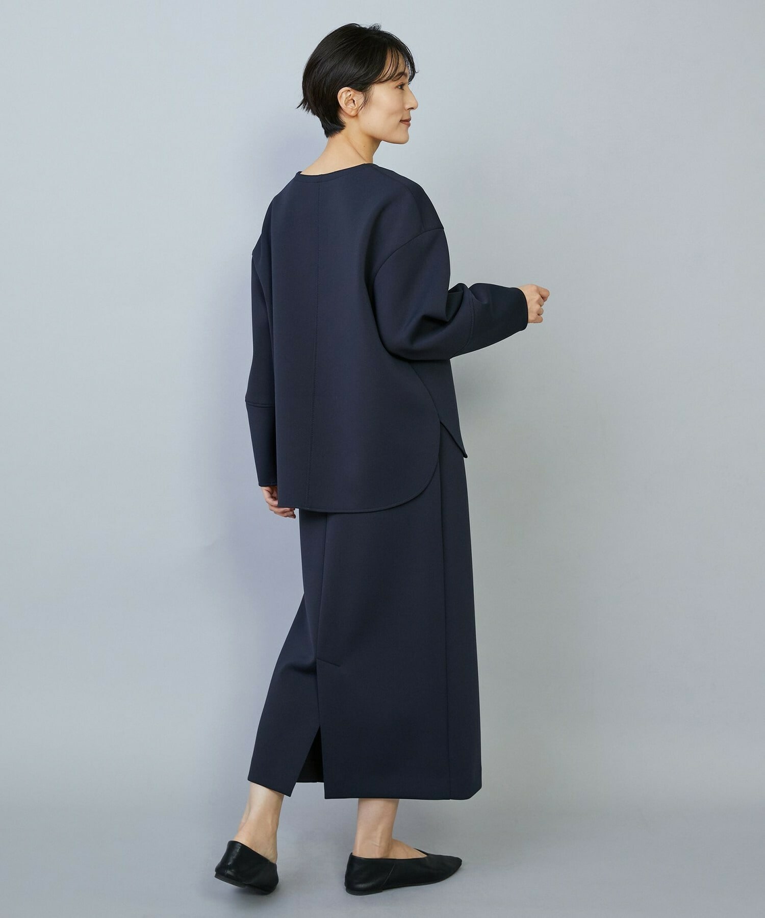 【MOGA】トリアセダブルニットIラインスカート 詳細画像 ネイビー 8