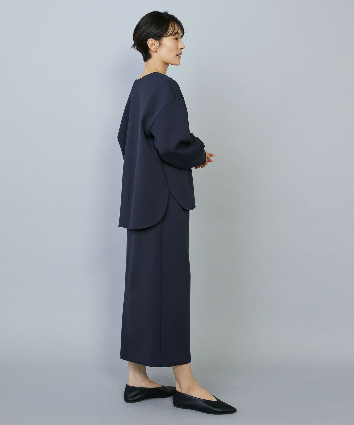 【MOGA】トリアセダブルニットIラインスカート 詳細画像 ネイビー 9