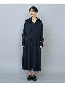 【MOGA】フィブリルサテンフレアワンピース 詳細画像 ネイビー 18