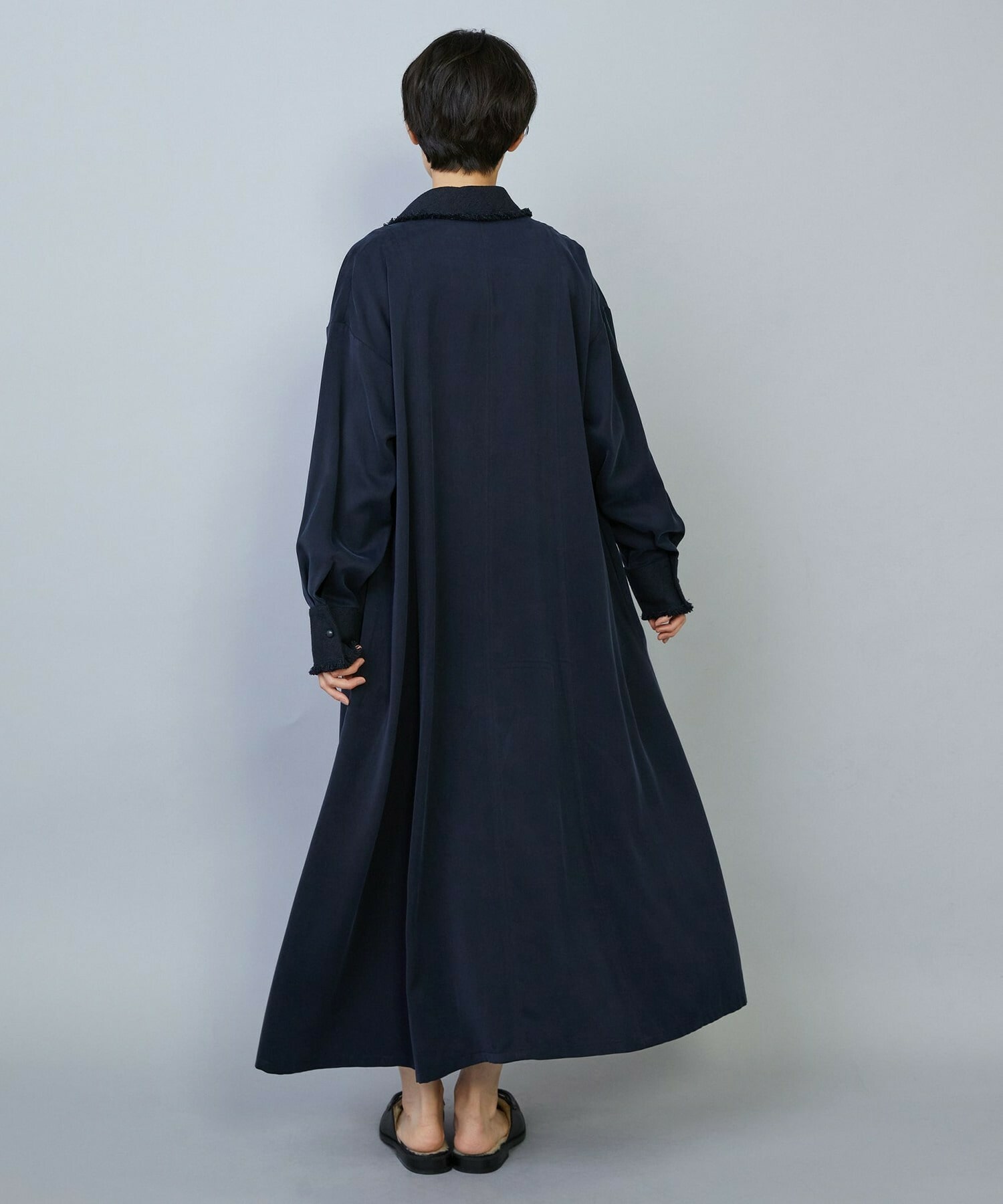 【MOGA】フィブリルサテンフレアワンピース 詳細画像 ネイビー 14