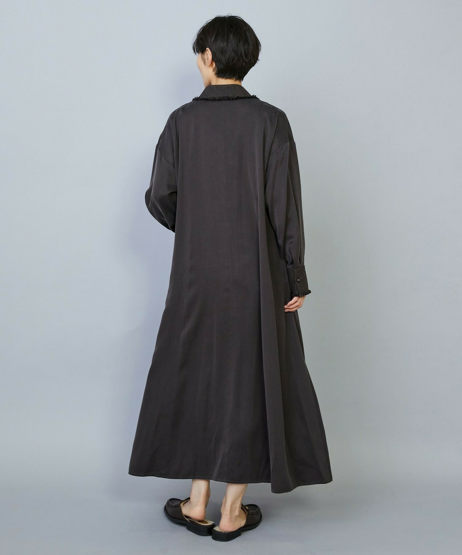 【MOGA】フィブリルサテンフレアワンピース 詳細画像 ネイビー 7