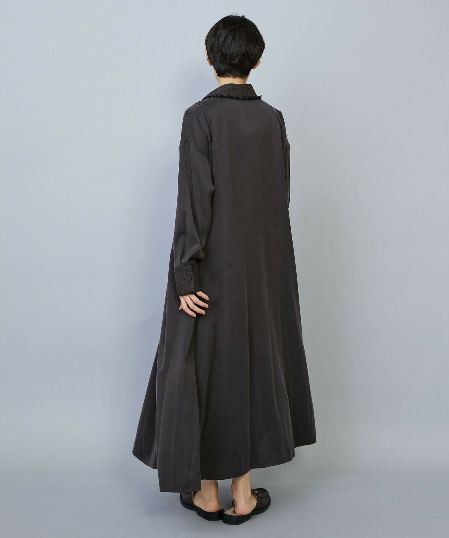 【MOGA】フィブリルサテンフレアワンピース 詳細画像 ネイビー 8