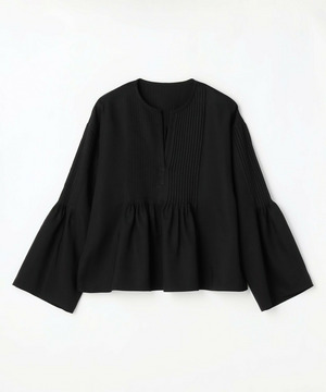 【MOGA】ソフトグログランピンタックブラウス 詳細画像 ブラック 2