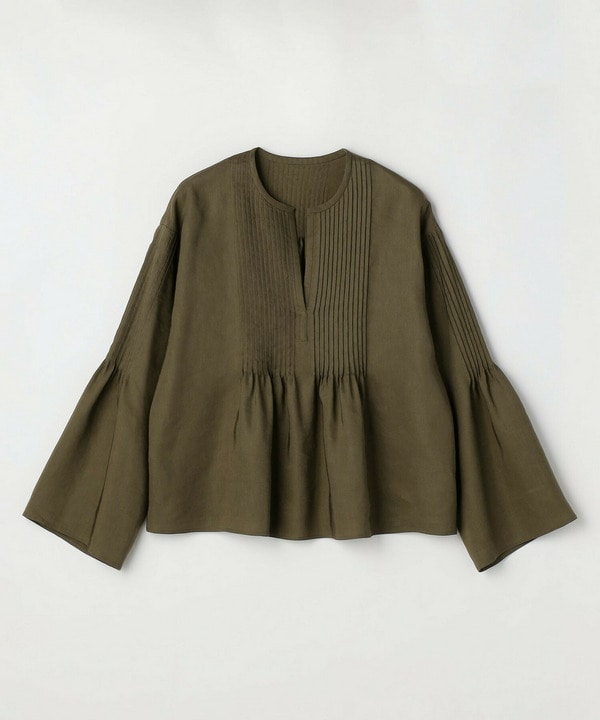 ソフトグログランピンタックブラウス 詳細画像 カーキ 2