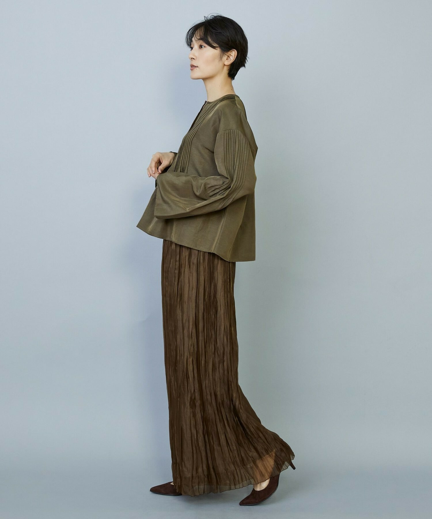 【MOGA】ソフトグログランピンタックブラウス 詳細画像 ブラック 13