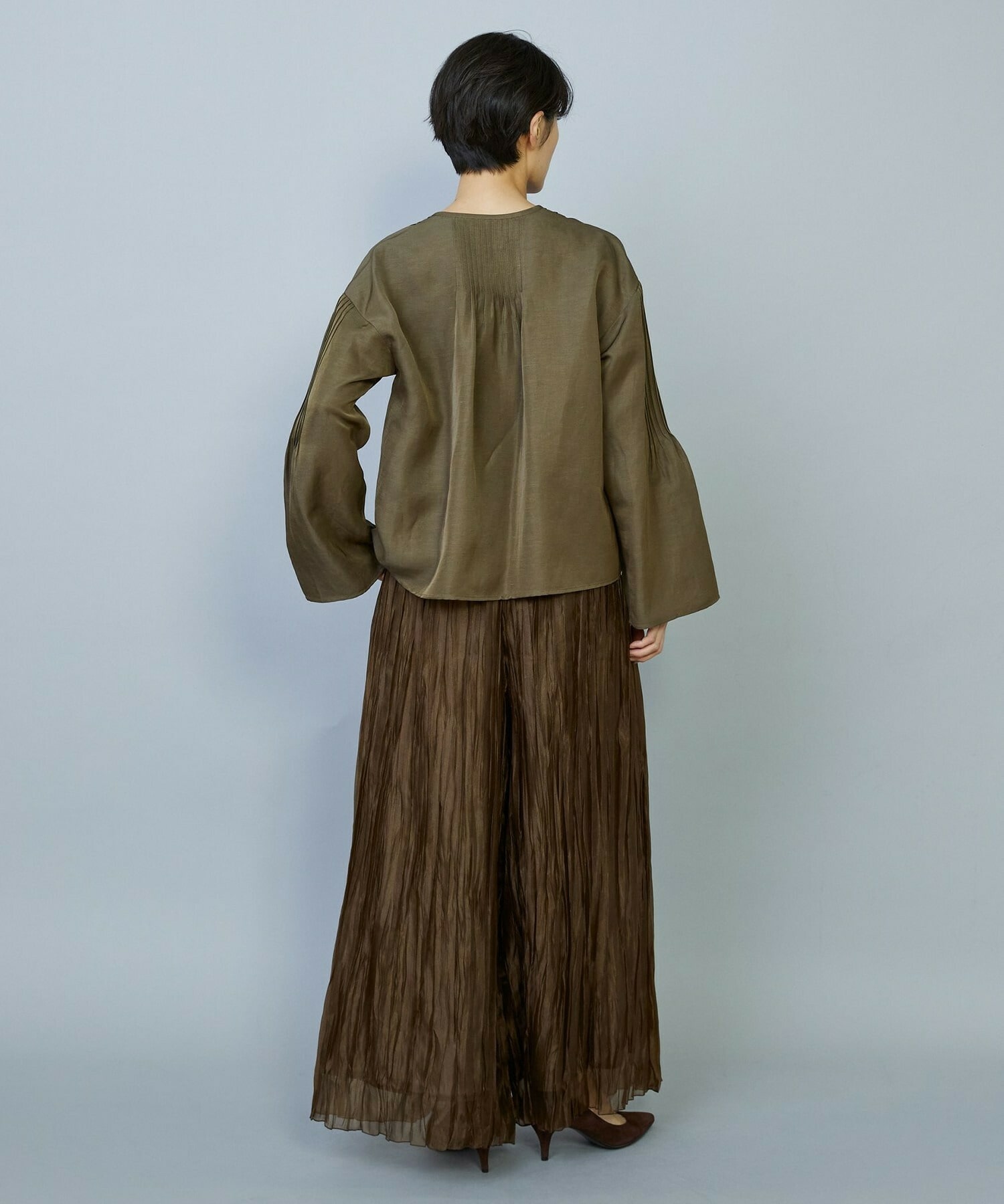 【MOGA】ソフトグログランピンタックブラウス 詳細画像 ブラック 16