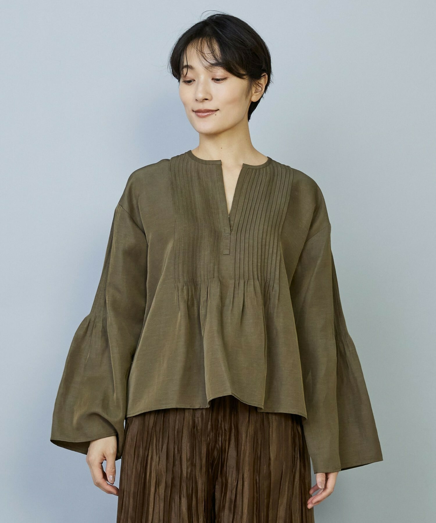 【MOGA】ソフトグログランピンタックブラウス 詳細画像 ブラック 19