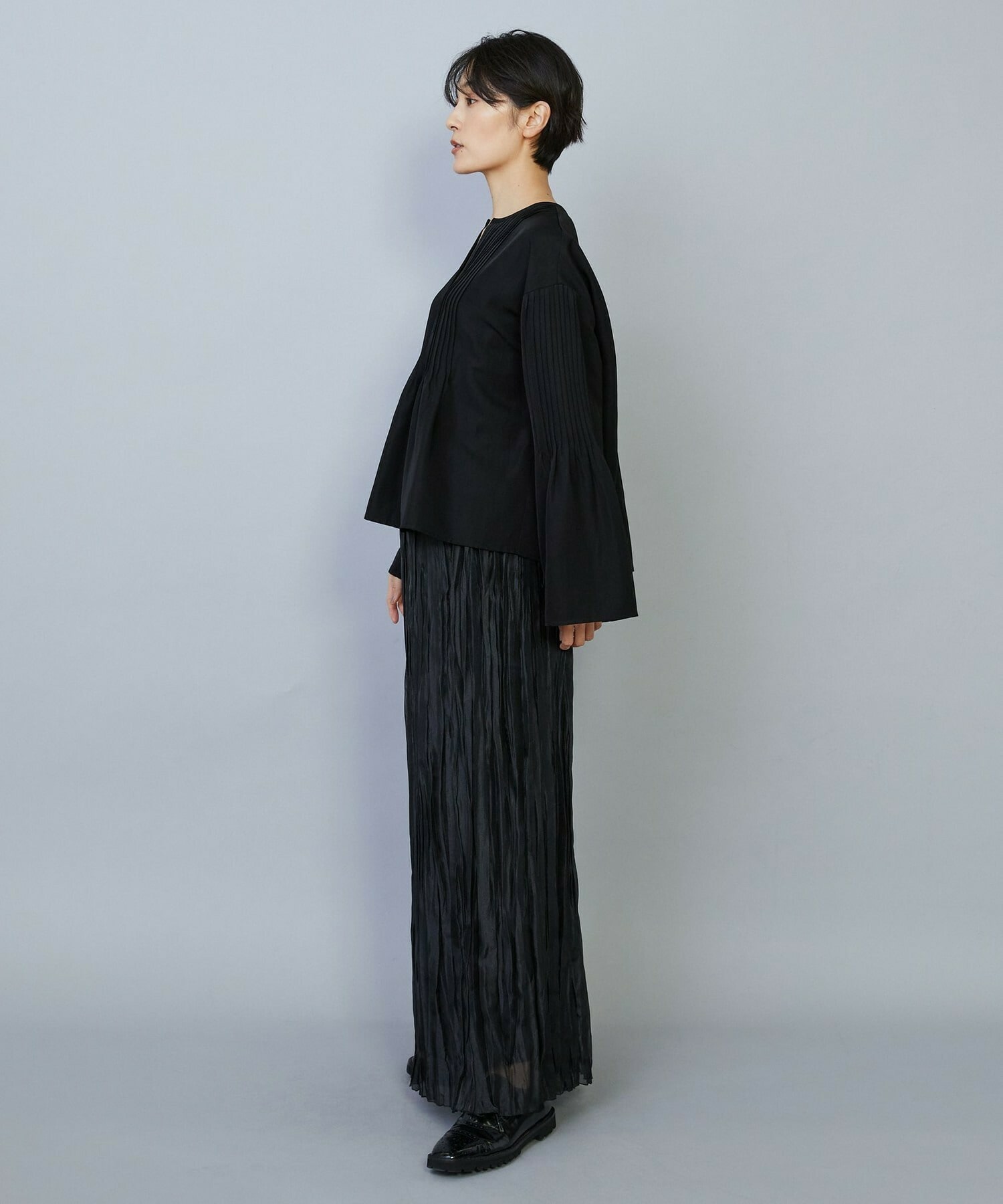 【MOGA】ソフトグログランピンタックブラウス 詳細画像 ブラック 5