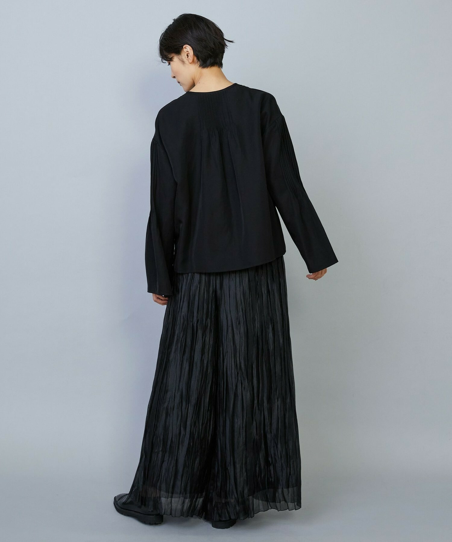 【MOGA】ソフトグログランピンタックブラウス 詳細画像 ブラック 6