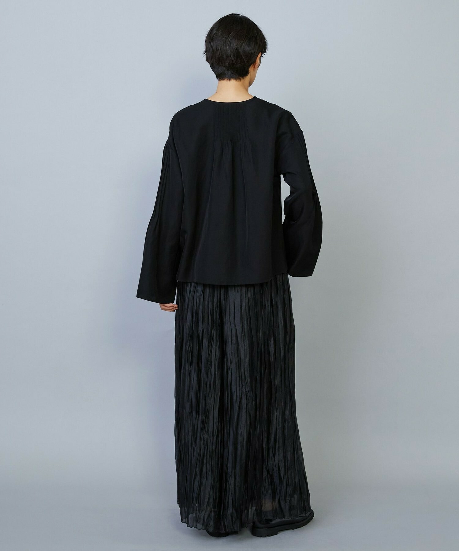 【MOGA】ソフトグログランピンタックブラウス 詳細画像 ブラック 7