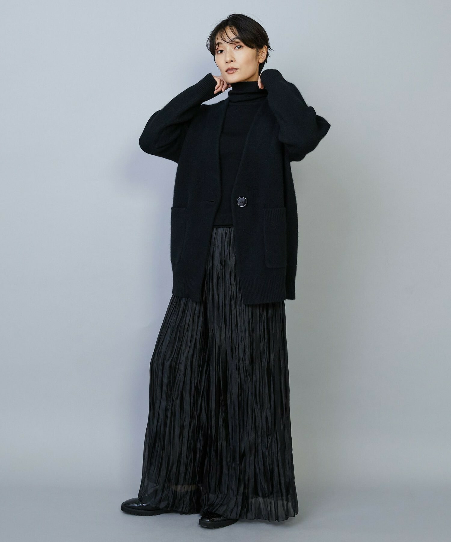 【MOGA】グローオーガンジーランダムプリーツパンツ 詳細画像 ブラック 10