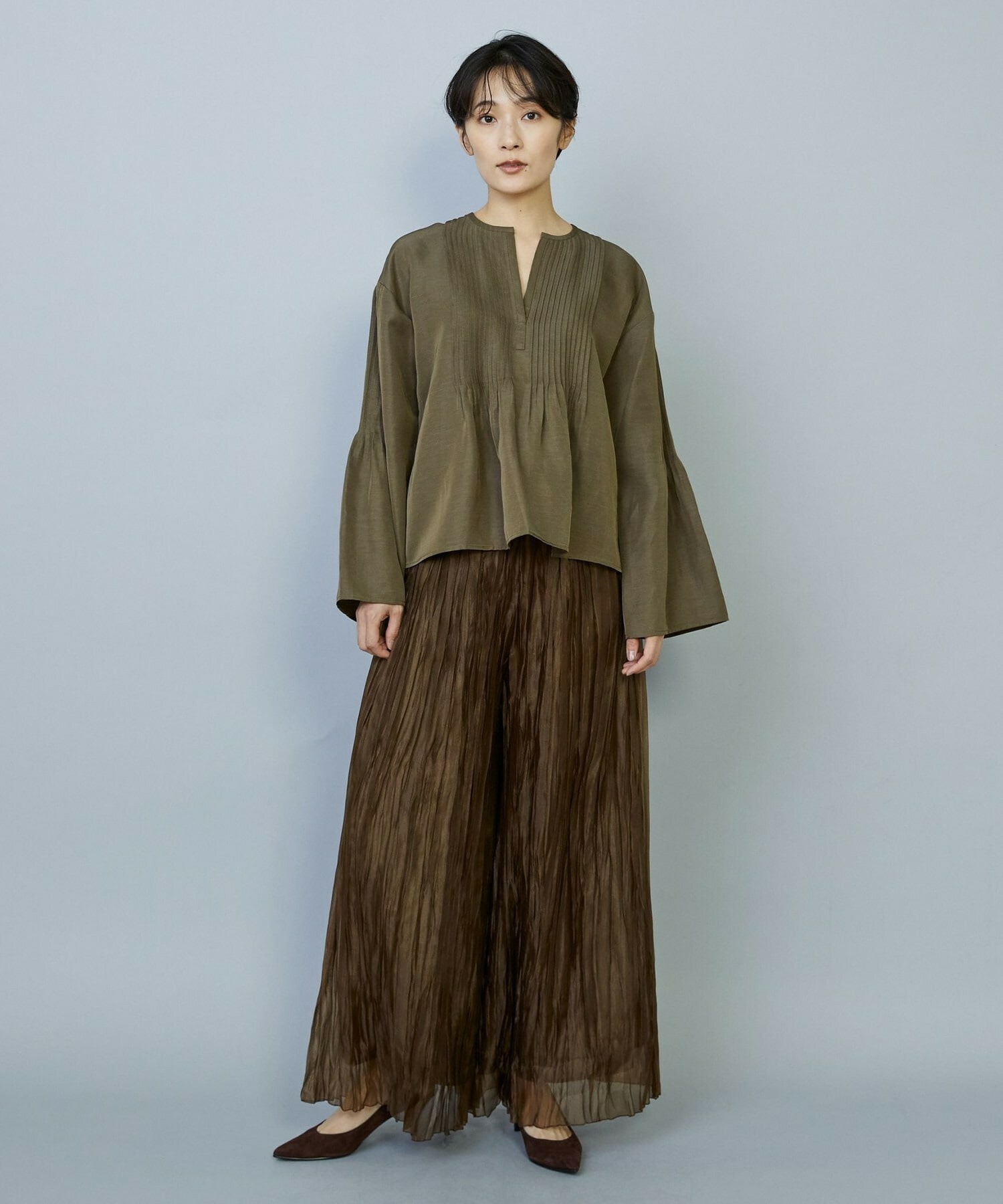 【MOGA】グローオーガンジーランダムプリーツパンツ 詳細画像 ブラック 12