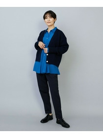 【MOGA】WOOLEN×AMOSSA Vネック配色カーディガン 詳細画像 ブルー系その他 1