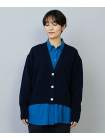 【MOGA】WOOLEN×AMOSSA Vネック配色カーディガン 詳細画像 ブルー系その他 20