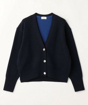 【MOGA】WOOLEN×AMOSSA Vネック配色カーディガン 詳細画像 ブルー系その他 2