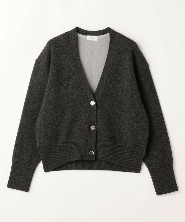 WOOLEN&times;AMOSSA Vネック配色カーディガン 詳細画像 グレー系その他 2