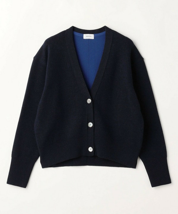 WOOLEN&times;AMOSSA Vネック配色カーディガン 詳細画像 ブルー系その他 2