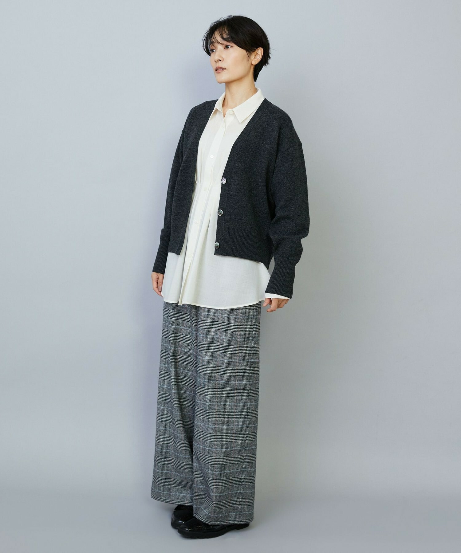 【MOGA】WOOLEN×AMOSSA Vネック配色カーディガン 詳細画像 ブルー系その他 11