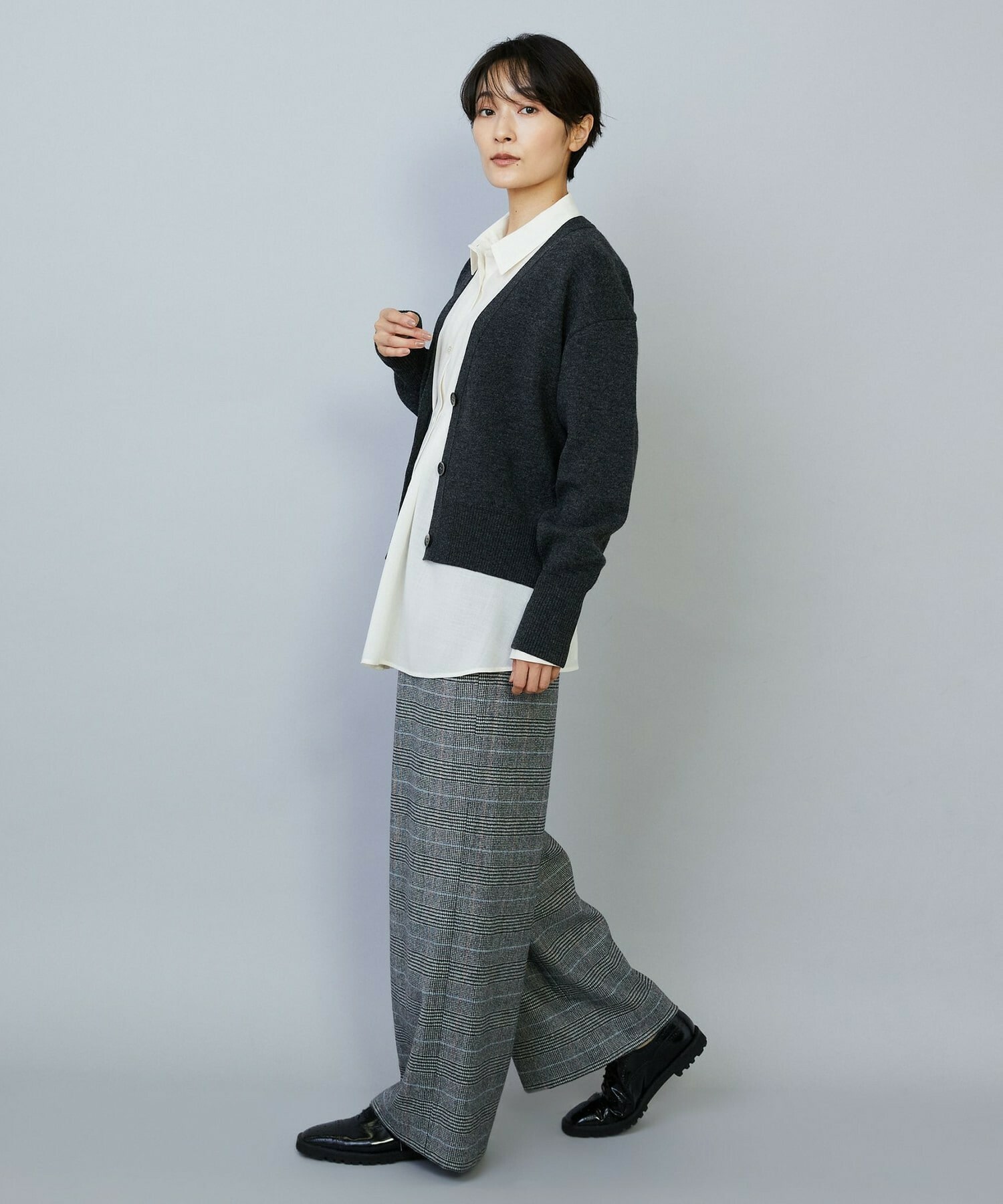 【MOGA】WOOLEN×AMOSSA Vネック配色カーディガン 詳細画像 ブルー系その他 12