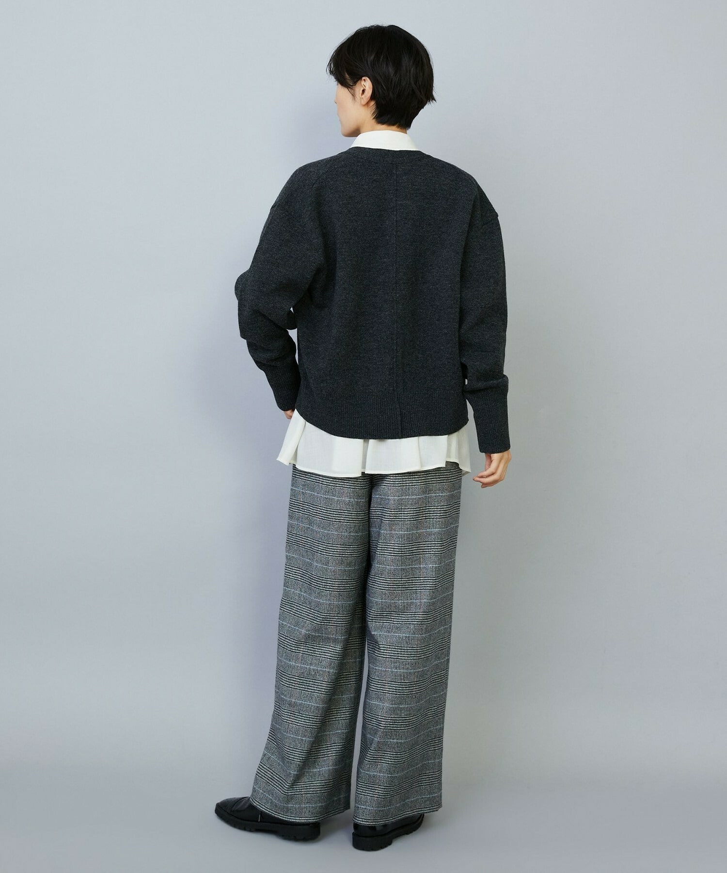【MOGA】WOOLEN×AMOSSA Vネック配色カーディガン 詳細画像 ブルー系その他 13