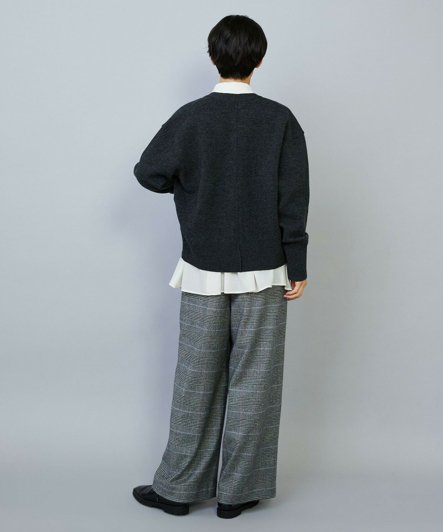 【MOGA】WOOLEN×AMOSSA Vネック配色カーディガン 詳細画像 ブルー系その他 14