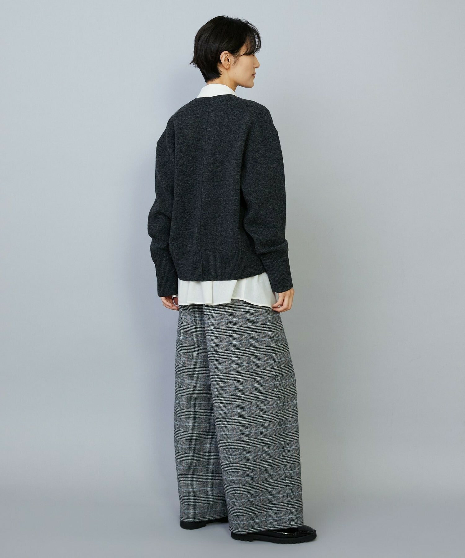 【MOGA】WOOLEN×AMOSSA Vネック配色カーディガン 詳細画像 ブルー系その他 15