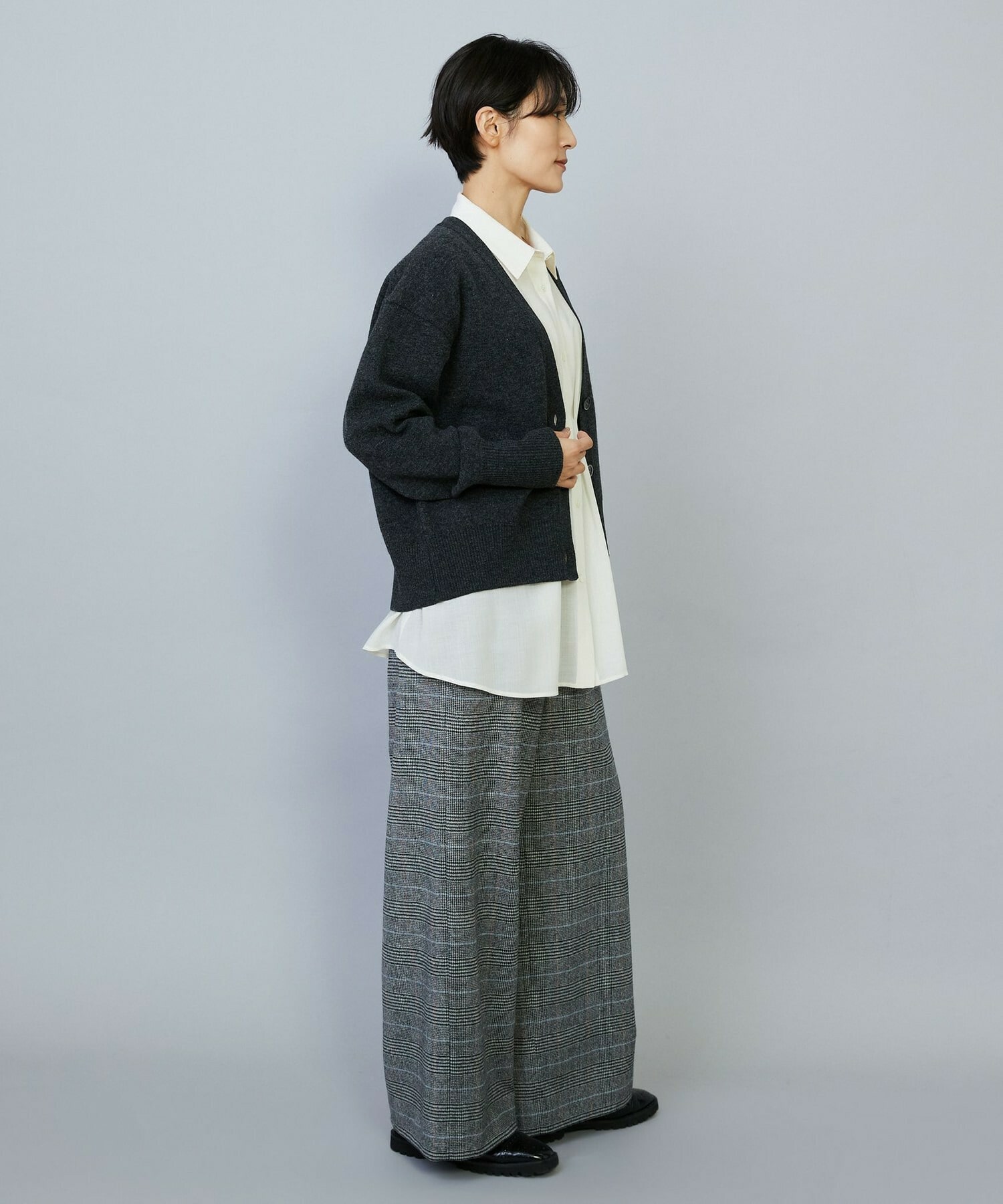 【MOGA】WOOLEN×AMOSSA Vネック配色カーディガン 詳細画像 ブルー系その他 16