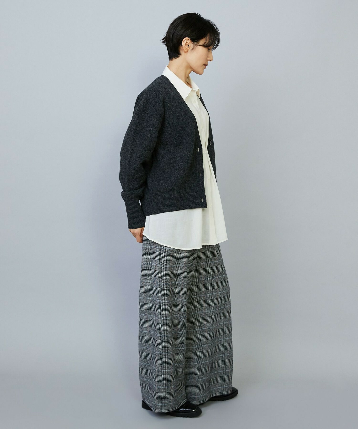 【MOGA】WOOLEN×AMOSSA Vネック配色カーディガン 詳細画像 ブルー系その他 17