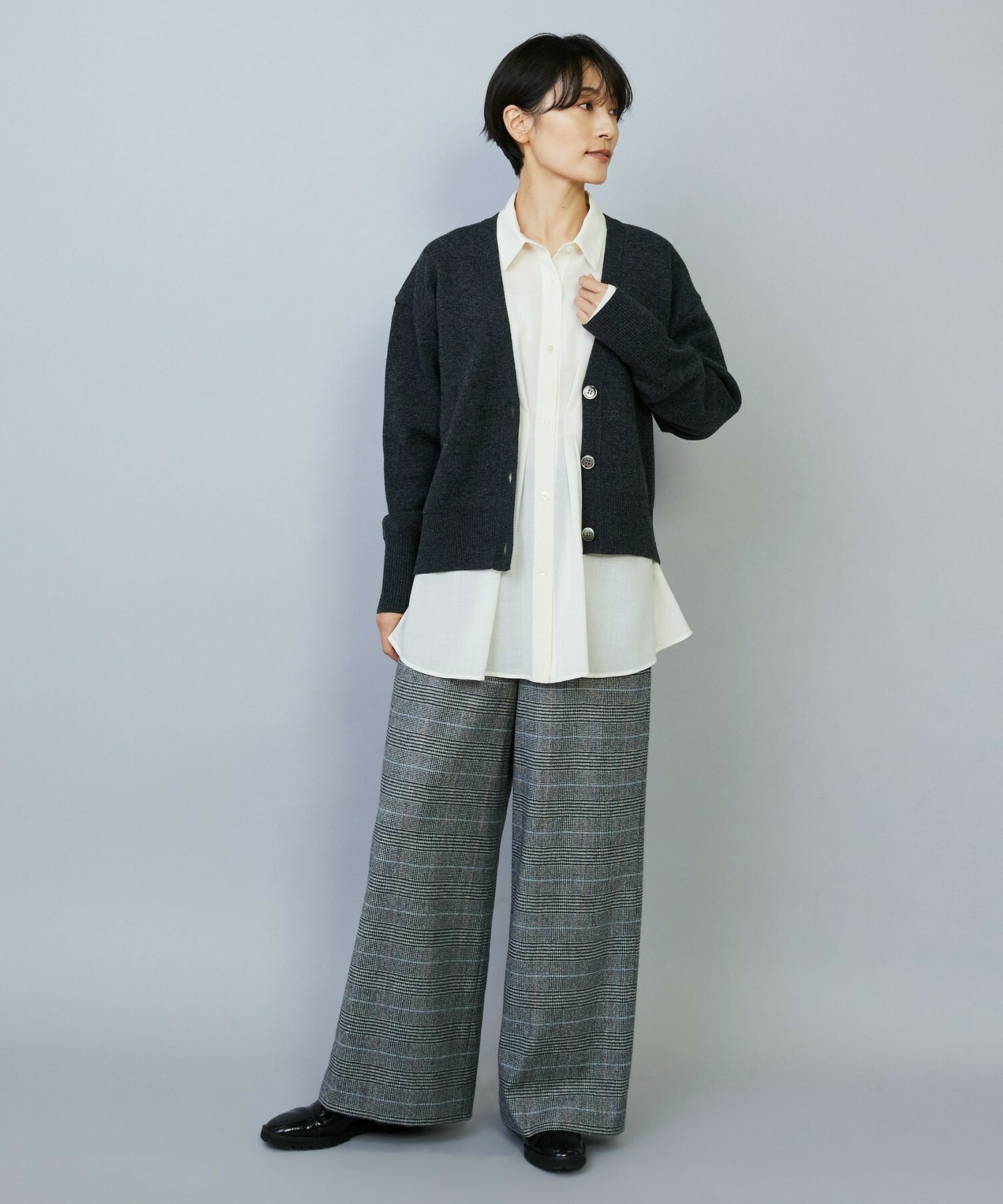 【MOGA】WOOLEN×AMOSSA Vネック配色カーディガン 詳細画像 ブルー系その他 18