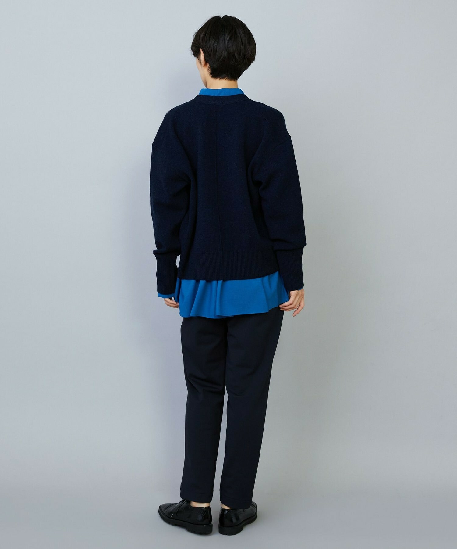 【MOGA】WOOLEN×AMOSSA Vネック配色カーディガン 詳細画像 ブルー系その他 5