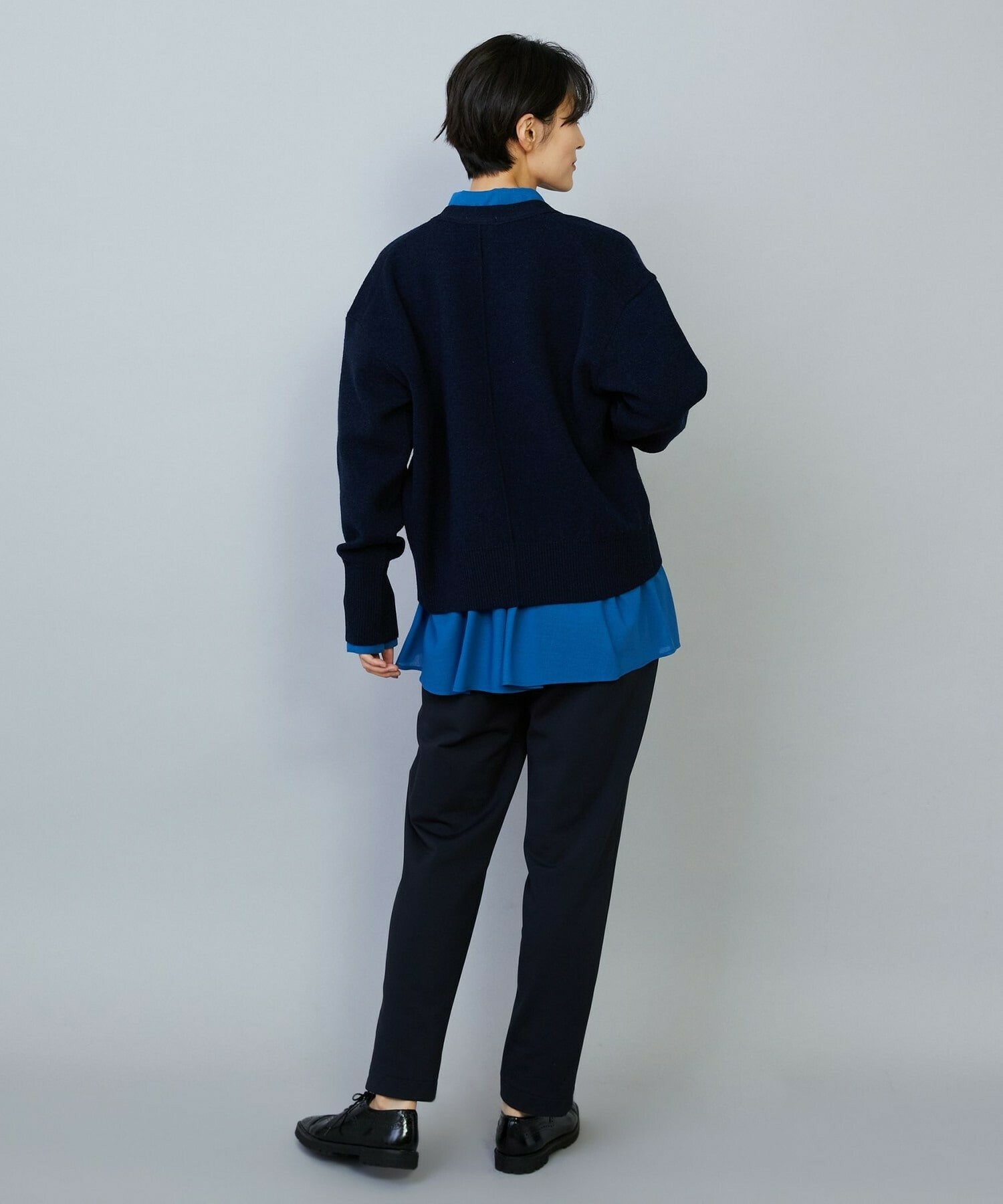 【MOGA】WOOLEN×AMOSSA Vネック配色カーディガン 詳細画像 ブルー系その他 6