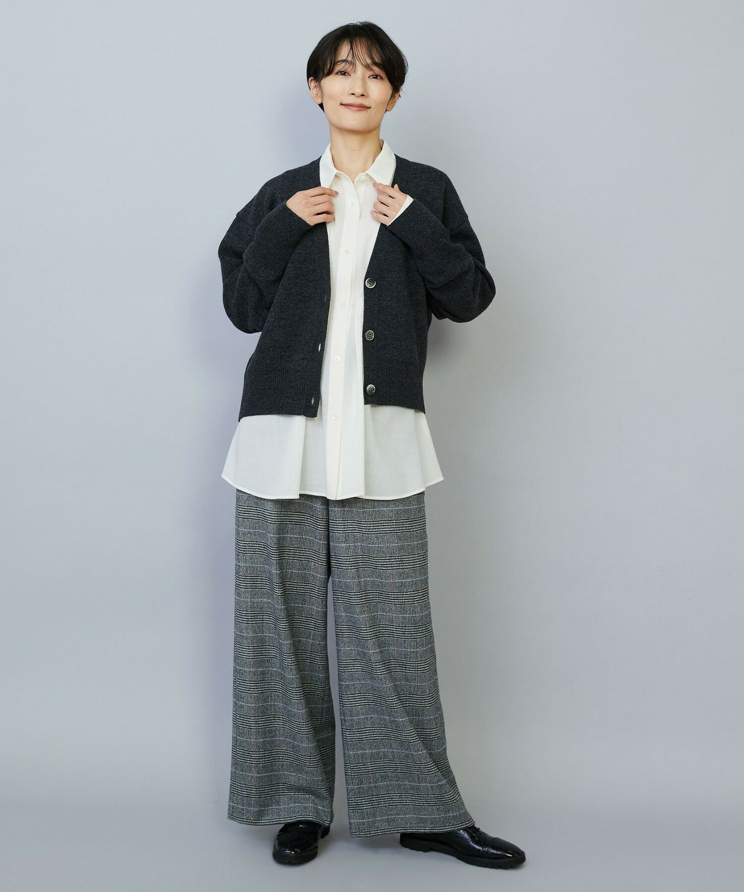 【MOGA】WOOLEN×AMOSSA Vネック配色カーディガン 詳細画像 ブルー系その他 9