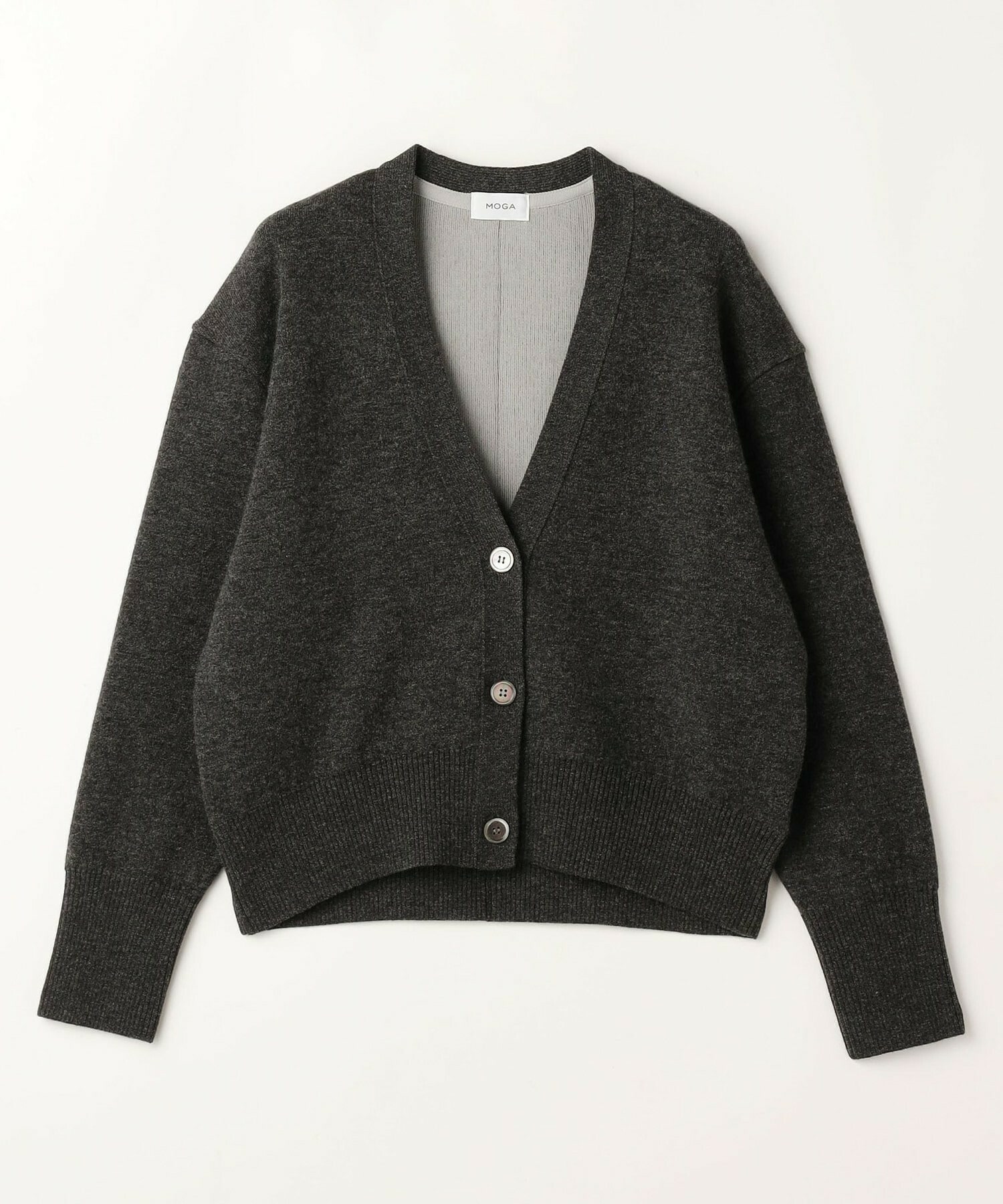 【MOGA】WOOLEN×AMOSSA Vネック配色カーディガン 詳細画像 グレー系その他 2