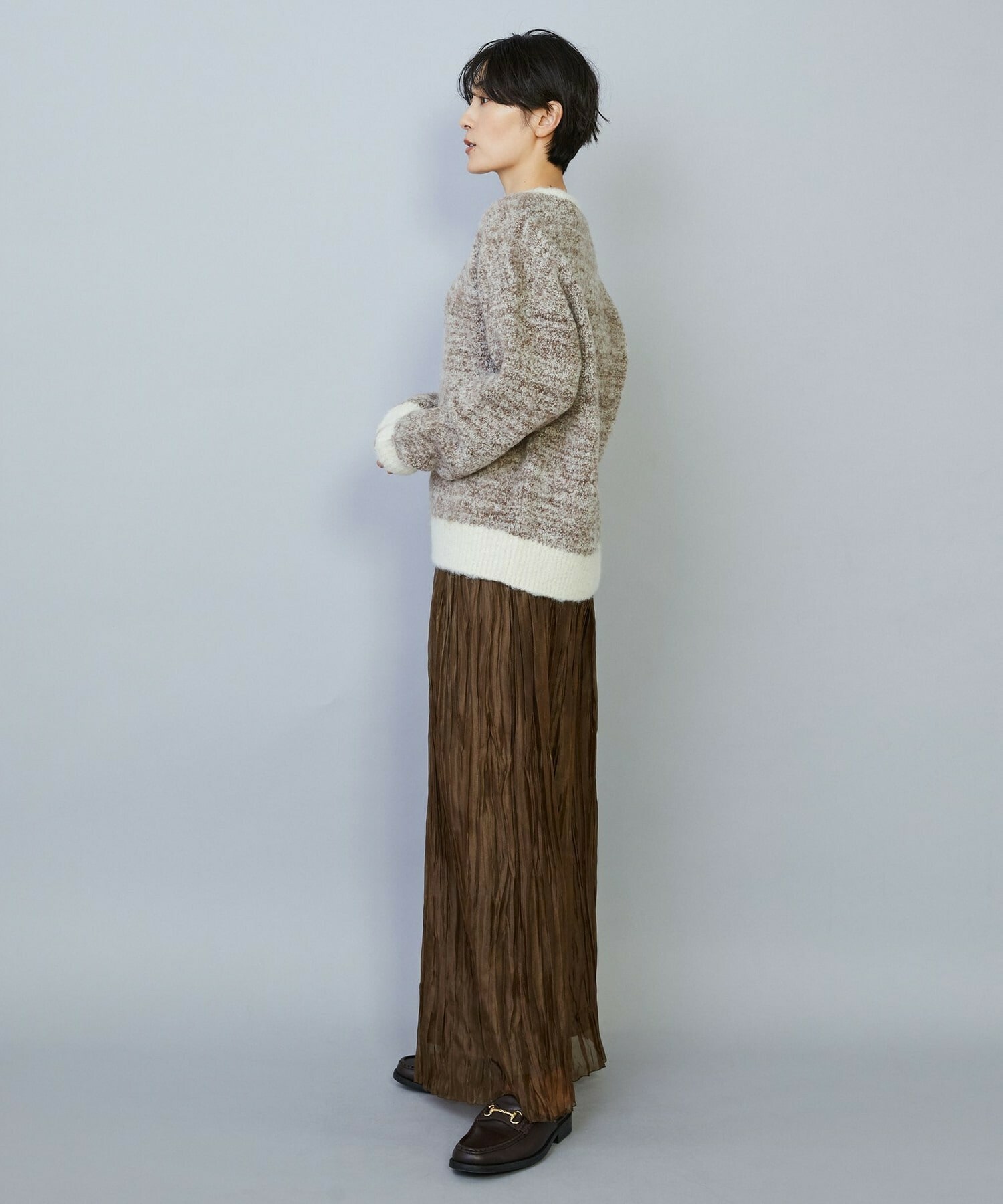 【MOGA】アルパカ起毛コントラストニット 詳細画像 ブラック系その他 16