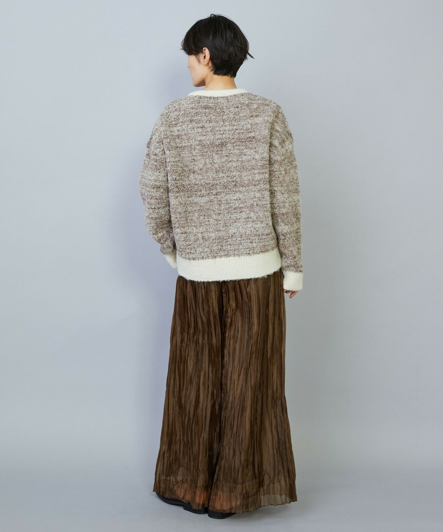 【MOGA】アルパカ起毛コントラストニット 詳細画像 ブラック系その他 17