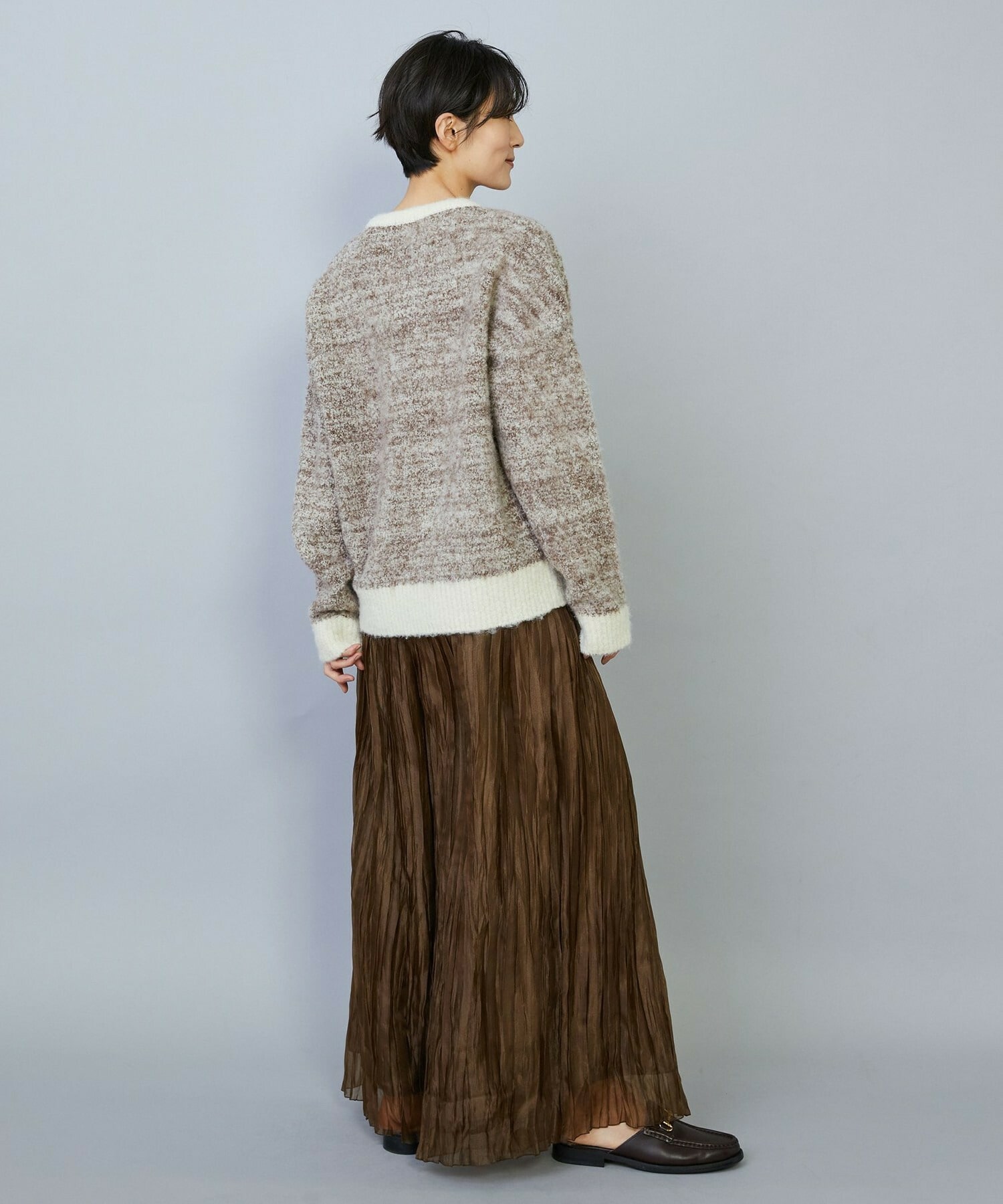 【MOGA】アルパカ起毛コントラストニット 詳細画像 ブラック系その他 19