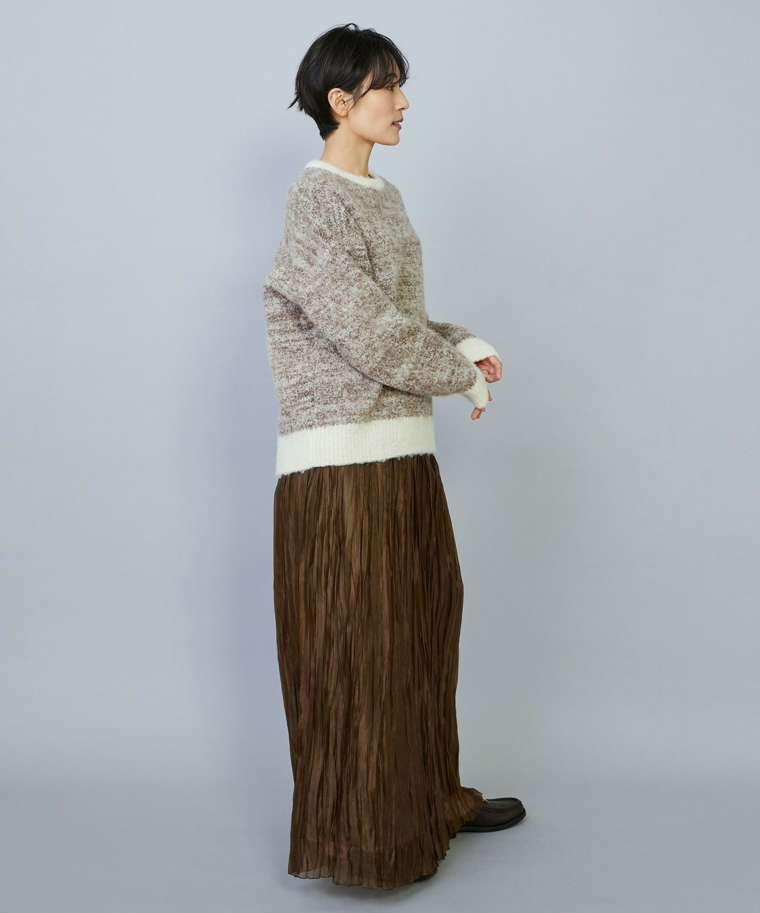 【MOGA】アルパカ起毛コントラストニット 詳細画像 ブラック系その他 20