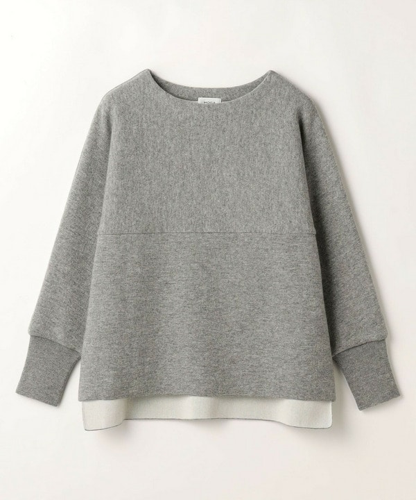 WOOLEN&times;AMOSSA ドルマンスリーブ配色ニット 詳細画像 グレー系その他 2